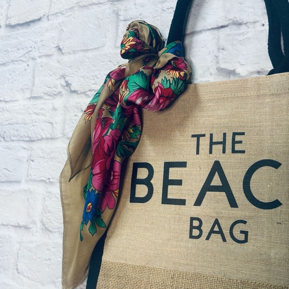 Jute Tote with Silk Scarf - Picture 3 of 5